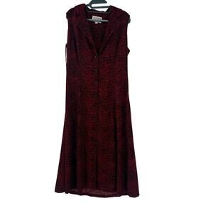 Vintage 90s Julian Taylor Red and Black Modern Button down maxi Dress